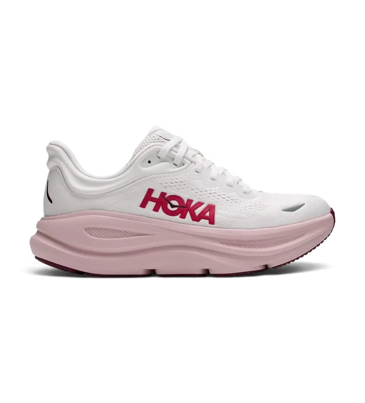 HOKA para mujer. 1162012 Zapatillas Bondi 9 blanco, rosa (36), 3 a 5cm, Cordones, Casual, Deportivo, Running, Multideporte, Mesh