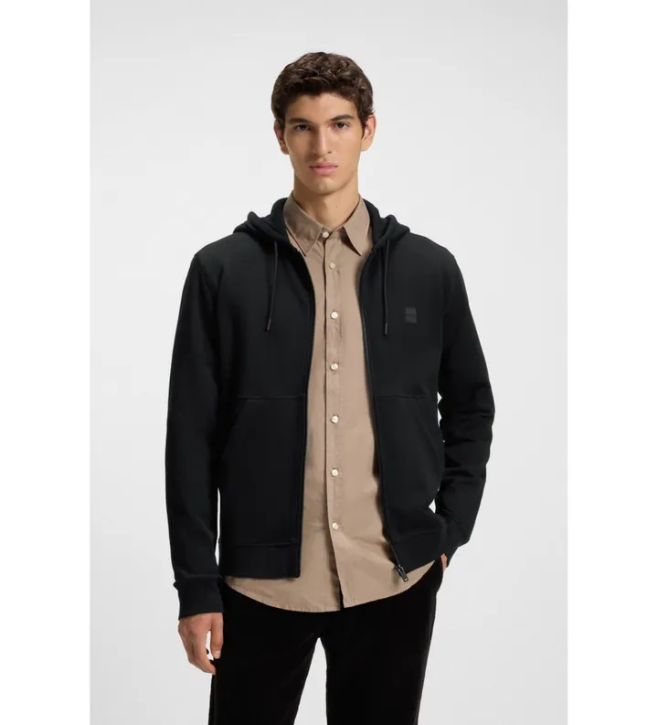 BOSS para hombre. 50508578 Sudadera con capucha y cremallera negro (3XL), Casual, Algodón