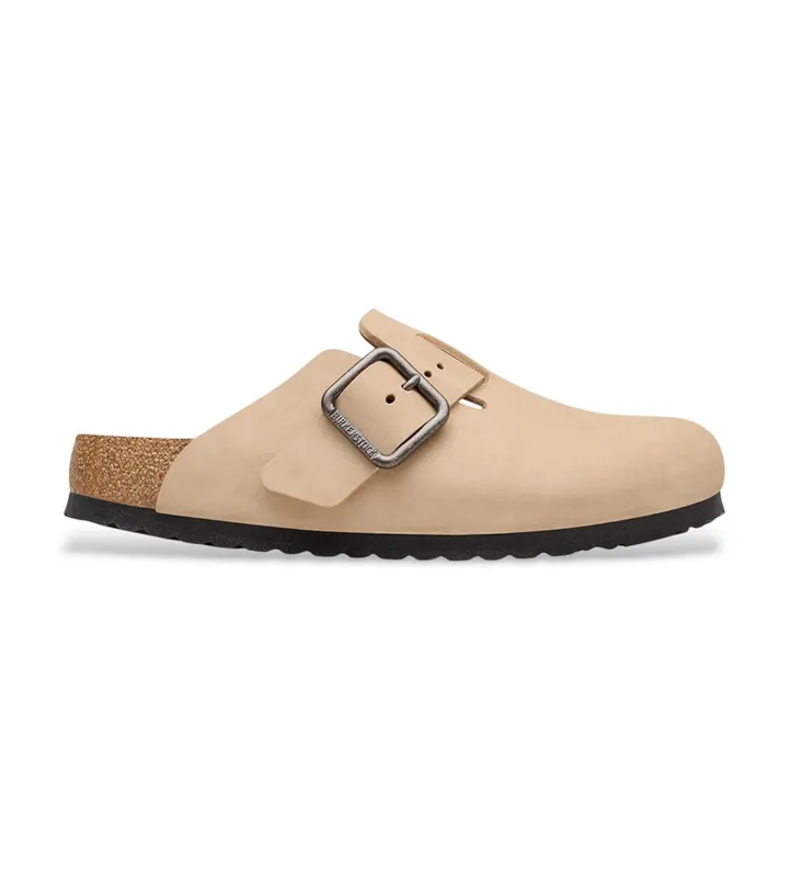 Birkenstock para hombre. 1031573 Sandalias de piel Boston Wire Buckle (Ajuste Estrecho) arena (41), Beige, Plano, Nobuck, Hebilla, Casual