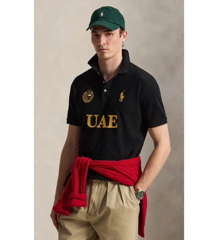 Polo Ralph Lauren para hombre. 710B20856001 Polo de los EAU Classic Fit negro (L), Casual, Algodón, Manga corta