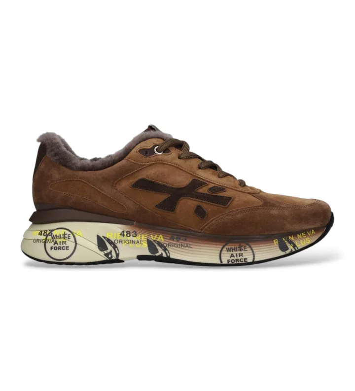 Premiata para hombre. MOERUN Zapatillas de Piel Moerun marrón claro (40), Plano, Cordones, Casual