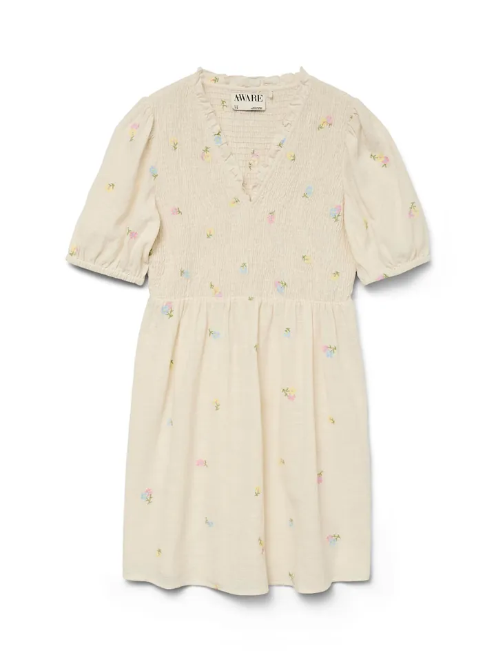 VERO MODA Vestido crema / azul claro / amarillo claro / rosa