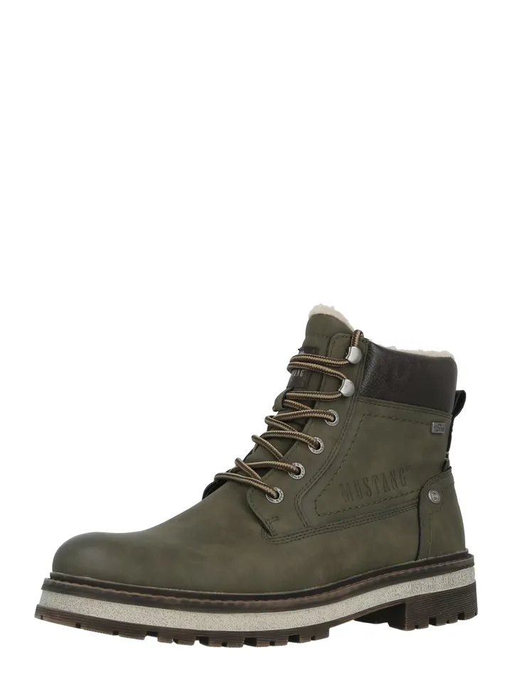 MUSTANG Botas con cordones 'Merem' oliva / negro