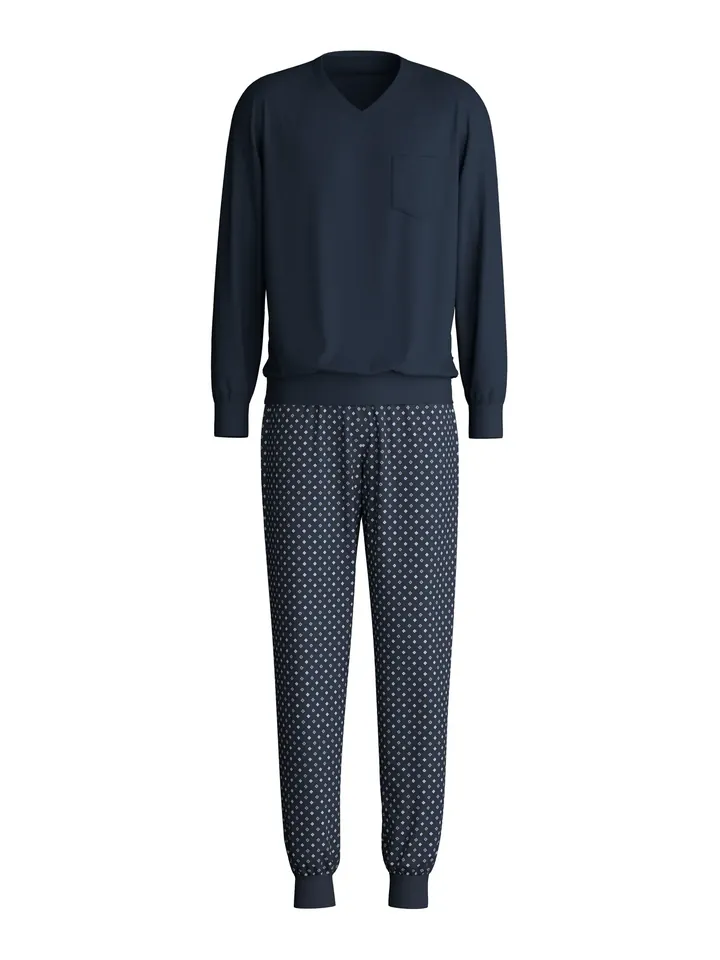 CALIDA Pijama largo marino / zafiro / azul claro