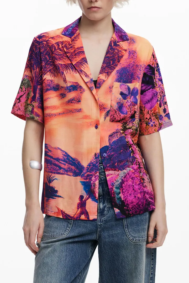 Desigual, Camisa diseñada por Mr. Christian Lacroix, Viscosa, Rojo, L