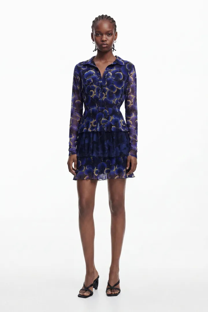 Desigual, Vestido diseñado por Mr. Christian Lacroix, Poliester, Azul, L