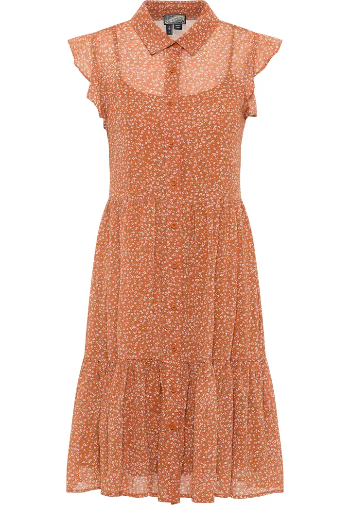 DreiMaster Vintage Vestido camisero azul claro / verde claro / naranja / blanco