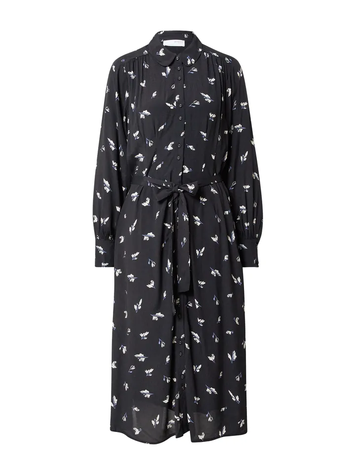 SELECTED Vestido camisero 'WALDA' negro / blanco