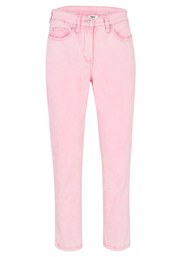 Pantalón acortado de sarga con aspecto desgastado