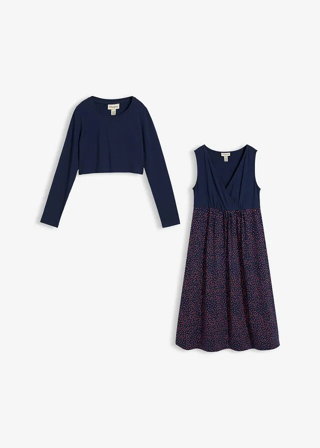Conjunto 3 en 1 compuesto por vestido premamá y camiseta de algodón orgánico (2 piezas)
