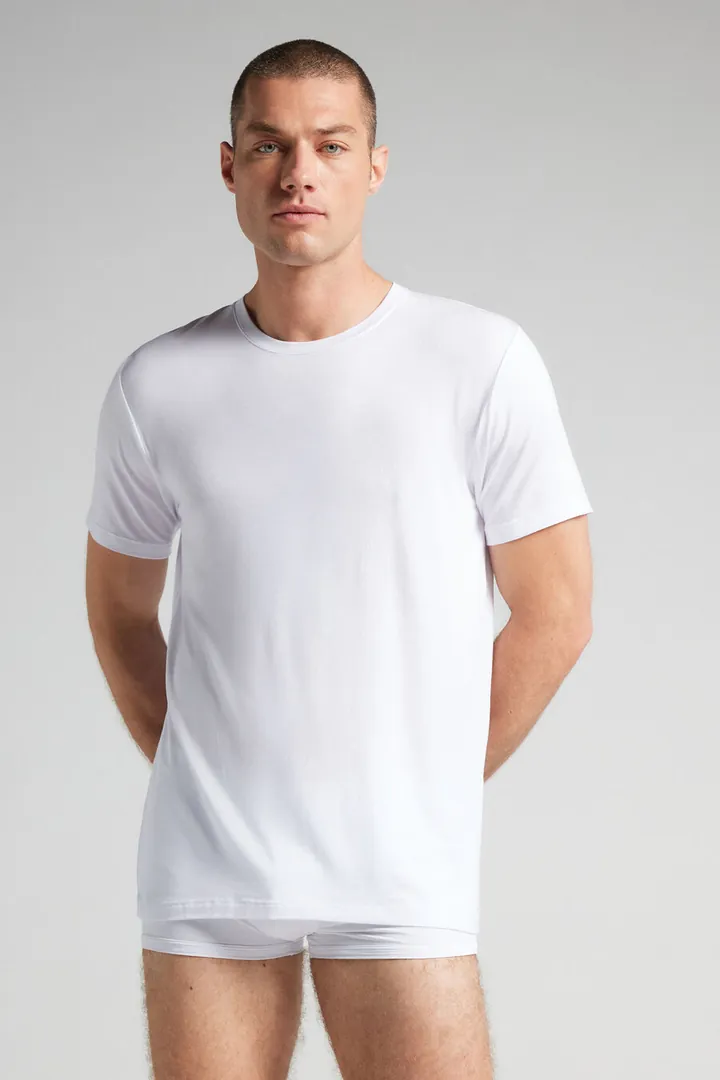 Intimissimi Camiseta de Soft Silk Hombre Azul Tamaño L