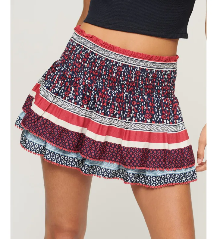 Superdry para mujer. W7210264A Minifalda escalonada con logotipo Vintage Logo lila (L), Casual, Viscosa