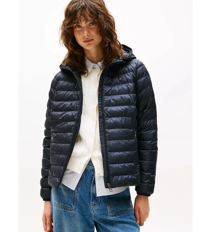 Tommy Hilfiger para mujer. WW0WW42046 Chaqueta Global marino (S), Casual, Manga larga, Poliéster Reciclado, Sostenible