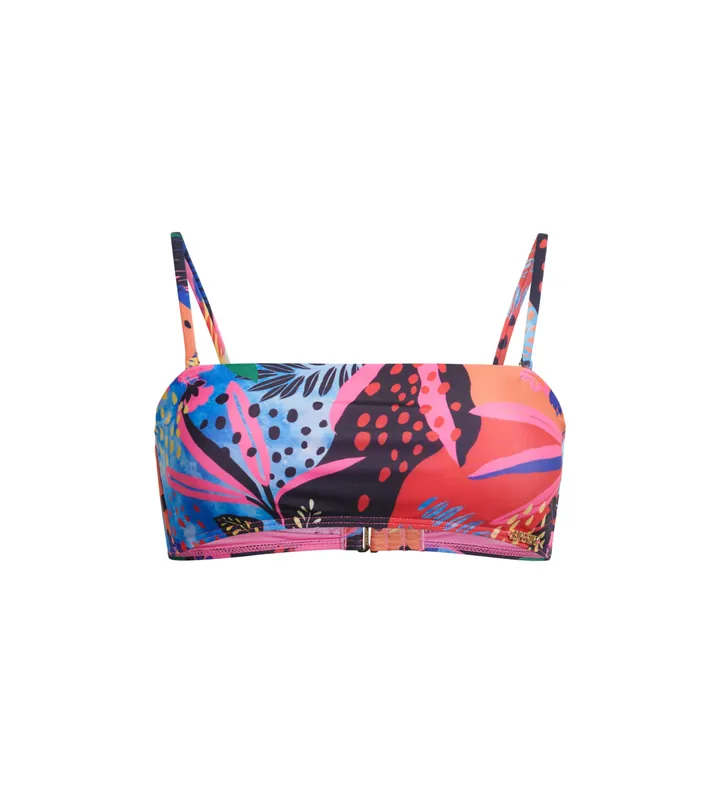 Superdry para mujer. W3010398A Top de bikini bandeau tropical multicolor (L), Beachwear, Poliéster Reciclado, Sostenible