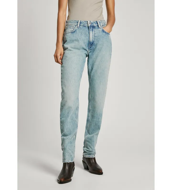 Pepe Jeans para mujer. PL204730MS2 Jeans rectos Mw azul (24/30), Casual, Denim, Algodón Orgánico, Sostenible
