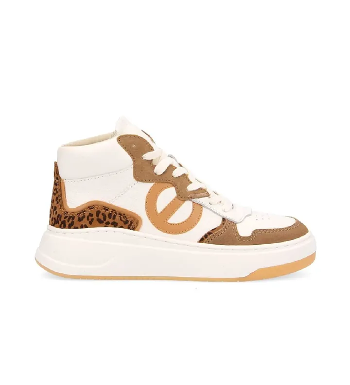 NO NAME para mujer. LNJVNL0 Zapatillas de piel Bridget Mid beige (36), Plano, Cordones, Casual