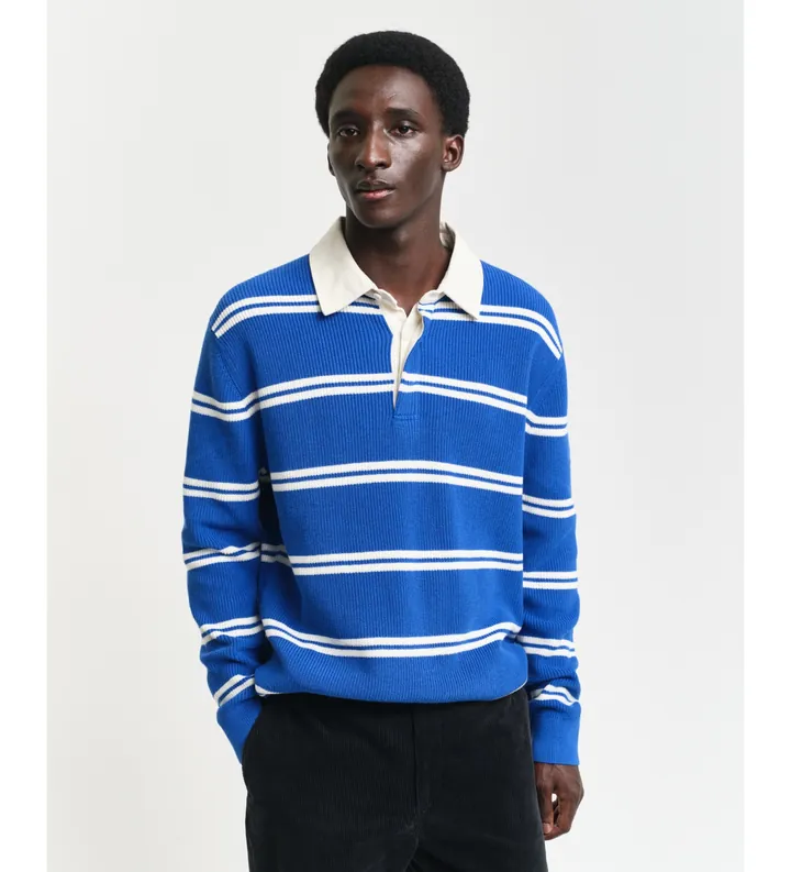 Gant para hombre. 8050236 Polo de algodón acanalado azul (M), Casual