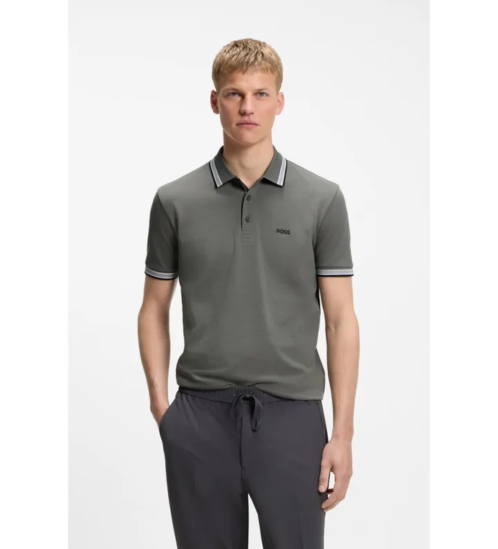 BOSS para hombre. 50469055 Polo Paddy gris (L), Casual, Algodón, Manga corta
