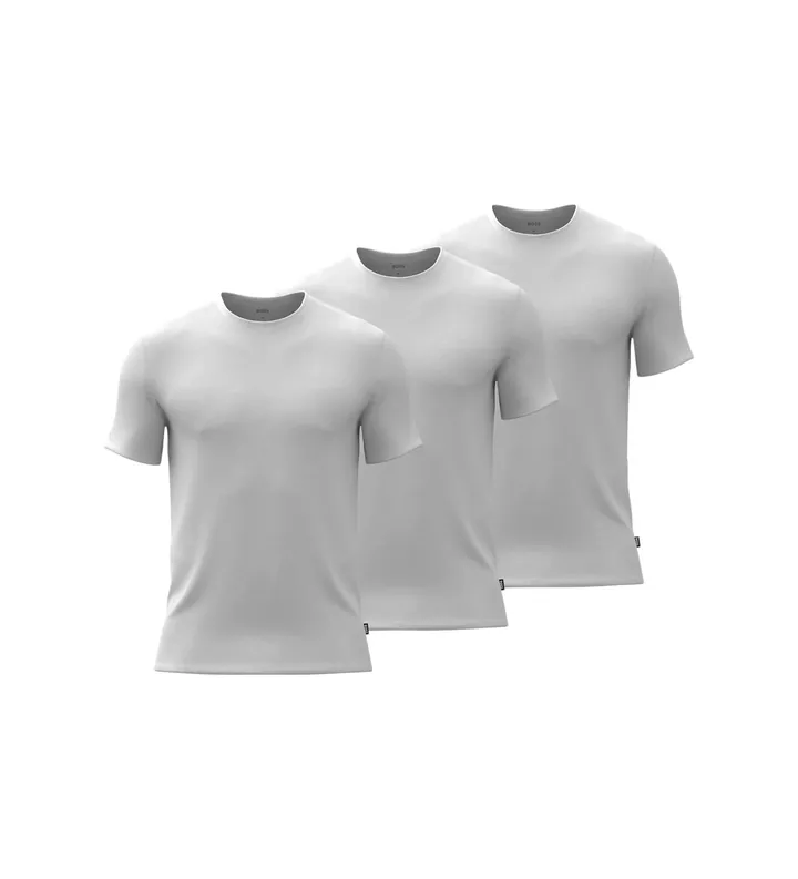 BOSS para hombre. 50534019 Set 3 Camisetas Bamboo (L), Blanco, Homewear, Algodón, Manga corta
