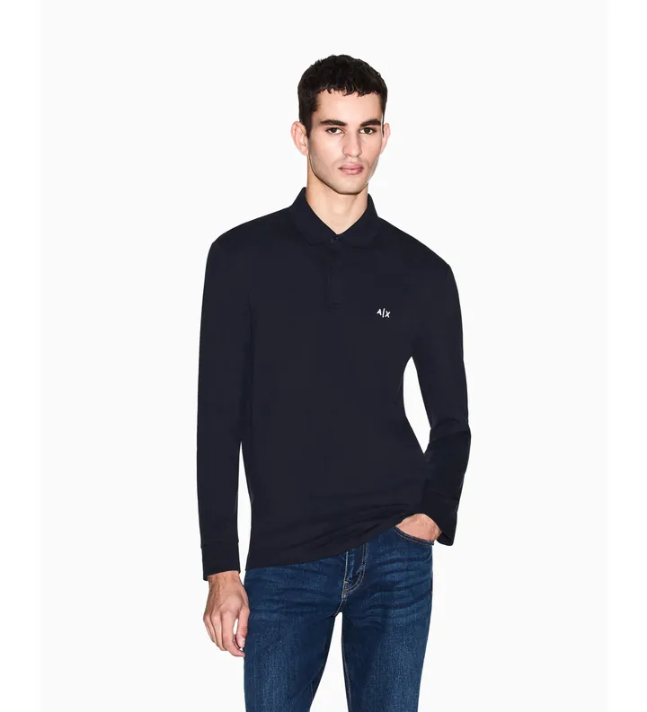 A|X Armani Exchange para hombre. XM001288AF17321UB101 Polo Relax marino (L), Casual, Algodón, Manga larga