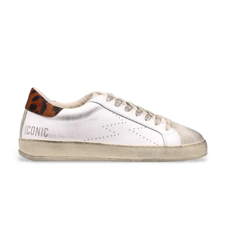 MOA Concept para mujer. IC138 Zapatillas de Piel Iconic plateado (36), Plata, Plano, Cordones, Casual