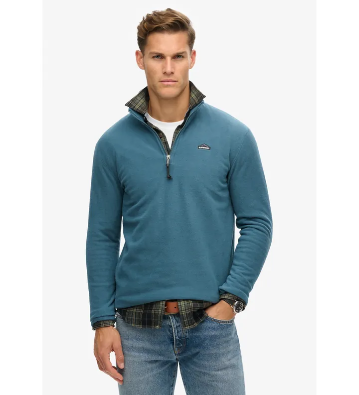 Superdry para hombre. M2014194A Polar Fleece azul (L), Casual, Poliéster