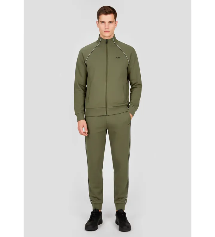 BOSS para hombre. 50555906 Chándal con Ribetes en Contraste verde (L), Casual, Deportivo, Algodón, Multideporte, Manga larga