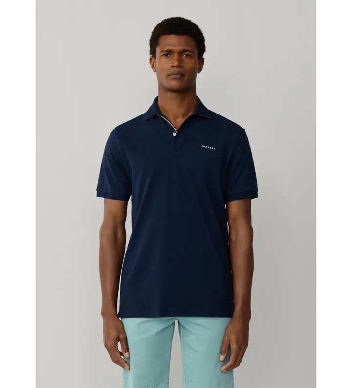 Hackett London para hombre. HM5600146 Polo con Ribete playero fit clásico marino (L), Casual, Algodón, Manga corta