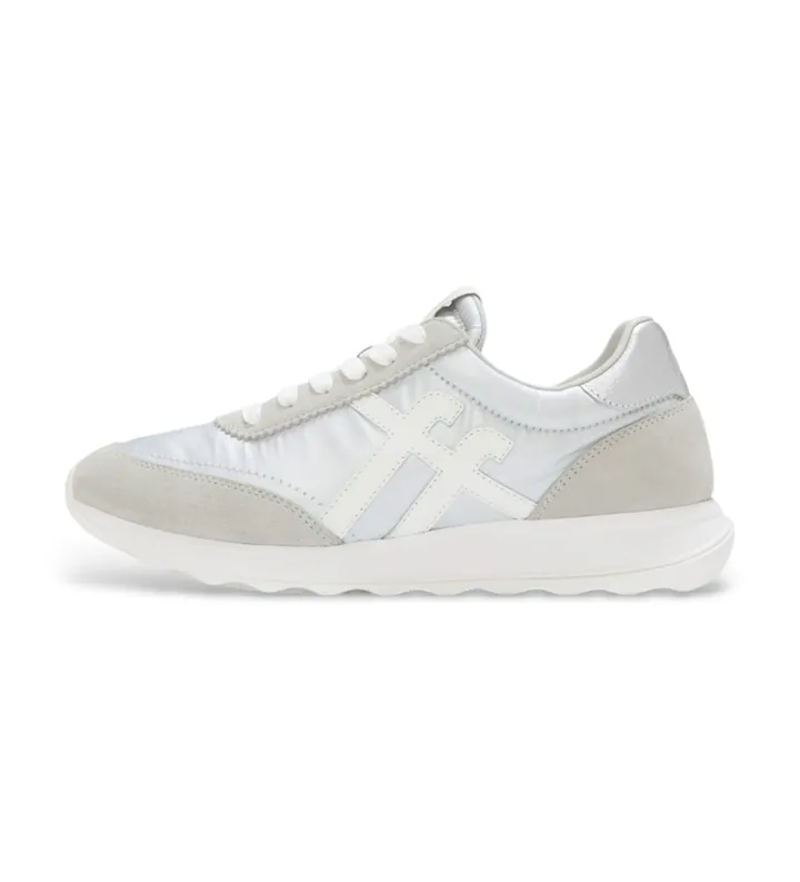 Fitflop para mujer. A5Q-E11 Zapatillas de piel Retro Q FF Metallic blanco, plateado (36), Plano, Cordones, Casual