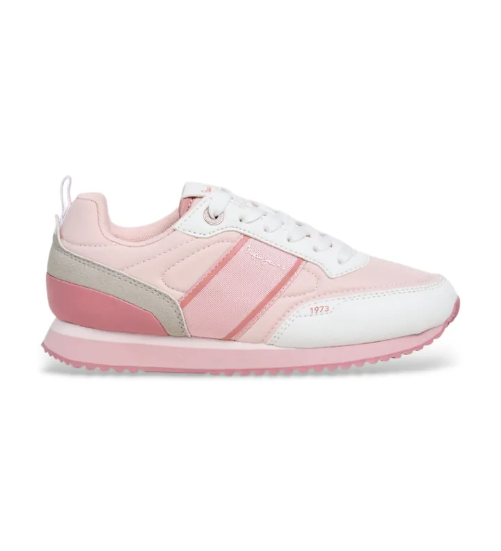 Pepe Jeans para mujer/niña. PGS400009 Zapatillas Dublin Sweet blanco (34), Tela, Plano, Cordones, Casual, Rosa, moda infantil