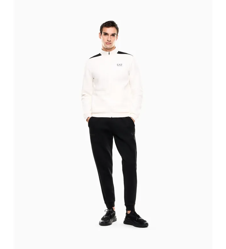 EA7 para hombre. 7M001601_AF20845 Chándal Natural Ventus blanco roto y negro (L), Casual, Deportivo, Algodón, Manga larga