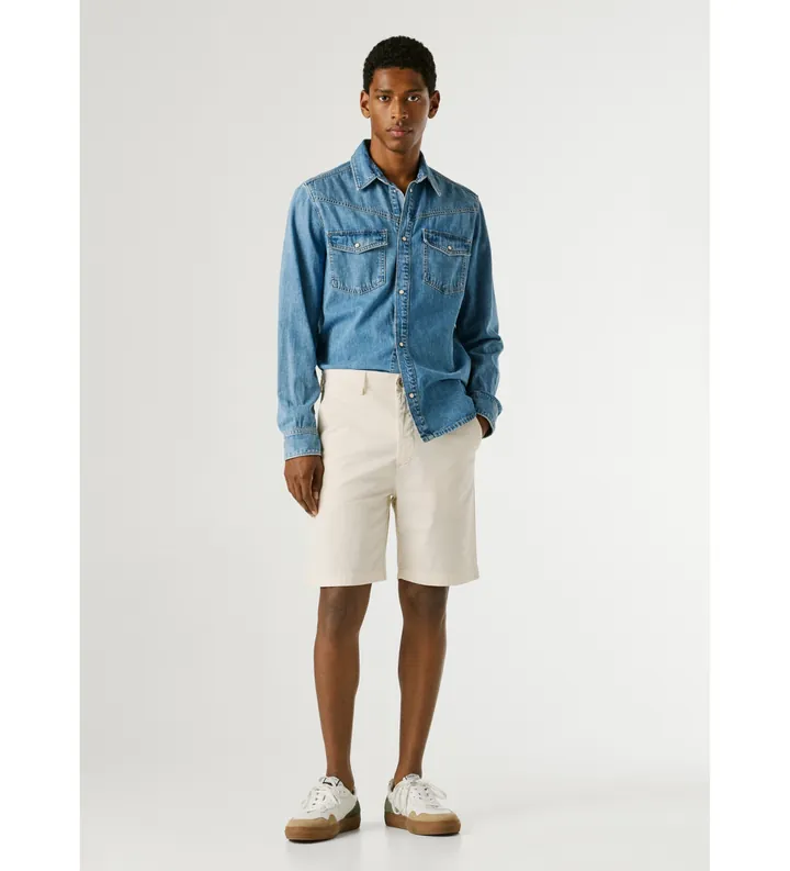 Pepe Jeans para hombre. PM8000034 Short Regular Chino blanco (28), Casual, Algodón