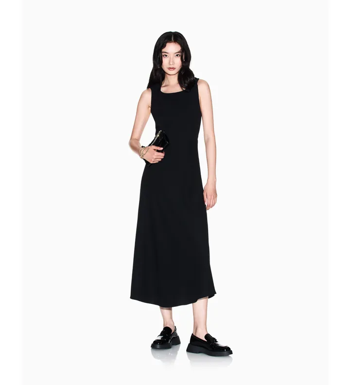 A|X Armani Exchange para mujer. XW001824AF16125UC001 Vestido Fit negro (L), Casual, Poliéster, Sin mangas / Tirantes