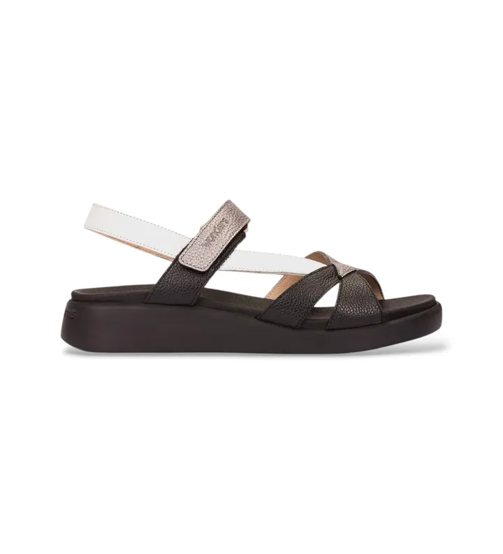 Wonders para mujer. C-6552 Sandalias cruzadas multicolor negro (36), Piel, Plano, Velcro, Casual