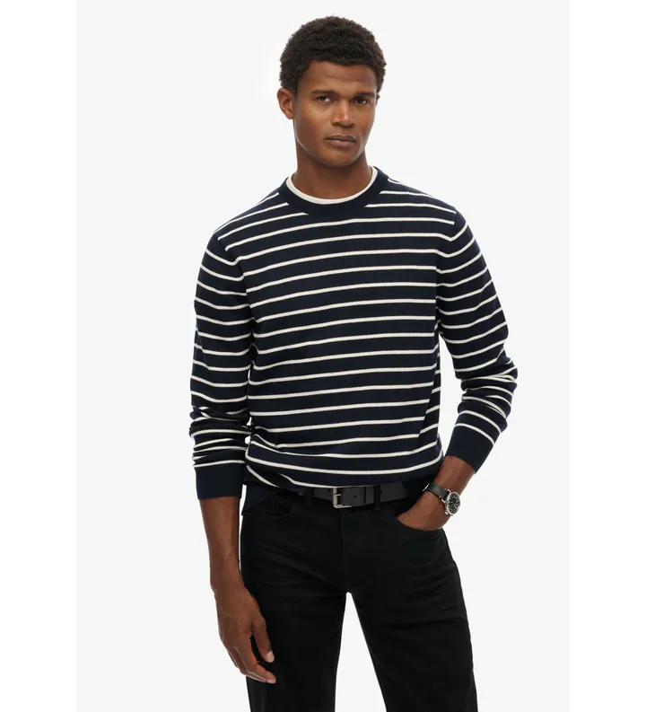 Superdry para hombre. M6110727A Jersey Merchant Breton marino (L), Casual, Algodón