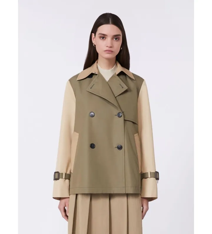 Weekend Max Mara para mujer. 2615021051600 Gabardina Biglia verde (38), Casual, Algodón
