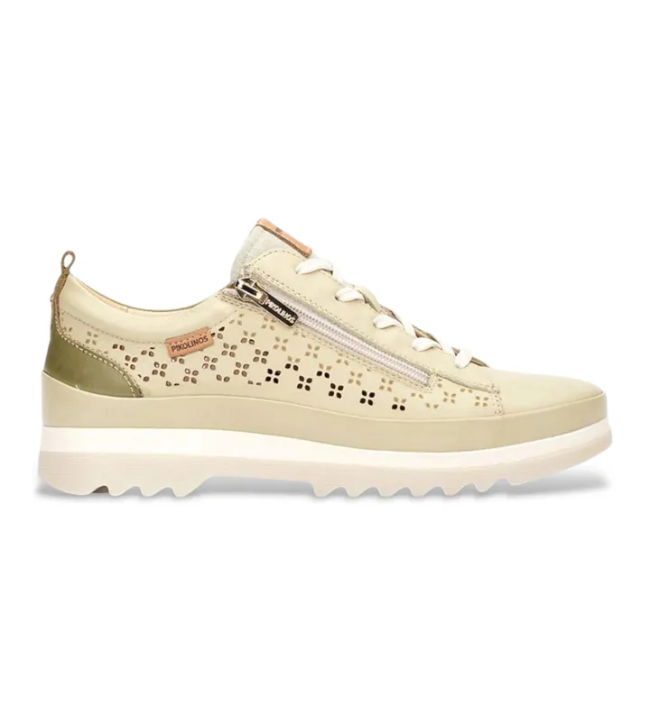 Pikolinos para mujer. W3W-6841C1 Zapatillas de Piel Vigo verde (37), 1 a 3cm, Cordones, Cremallera, Casual