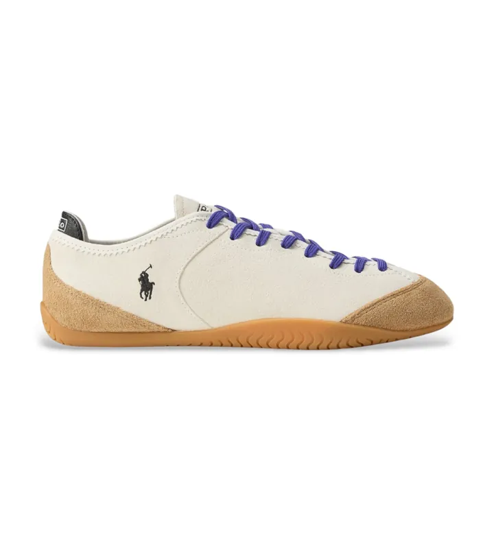 Polo Ralph Lauren para hombre. 804P15629006 Zapatillas de ante con paneles beige (37), Piel, Plano, Cordones, Casual