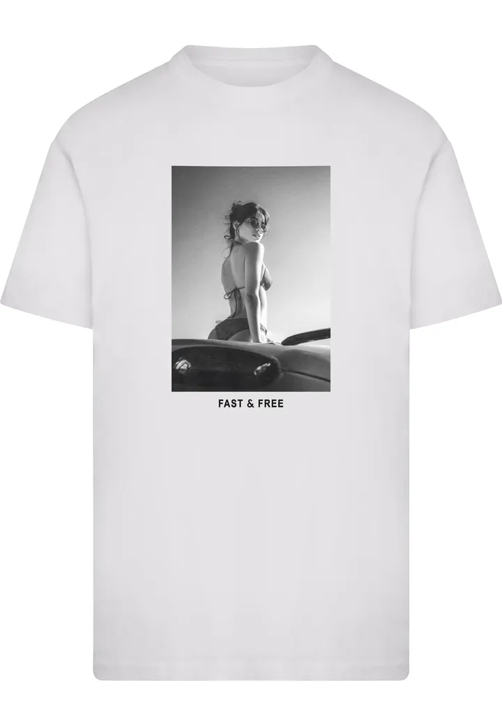 Mister Tee Camiseta 'Fast & Free' gris claro / negro / blanco
