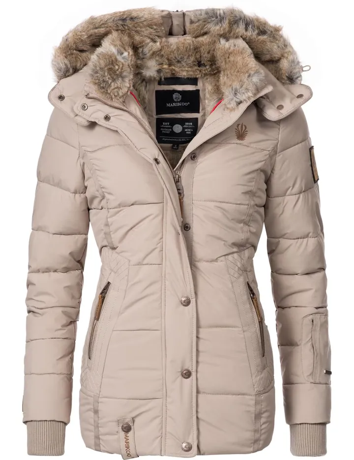 MARIKOO Chaqueta de invierno 'Nekoo' piel / marrón / marrón oscuro