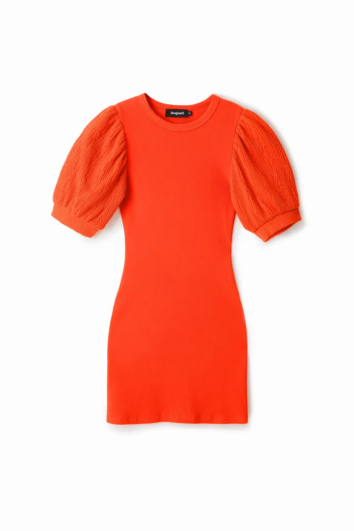 Desigual, Vestido corto slim coral, Naranja, L