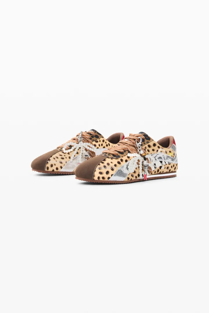 Desigual, Zapatillas Estampado Animal 100% Piel, Mujer, 36