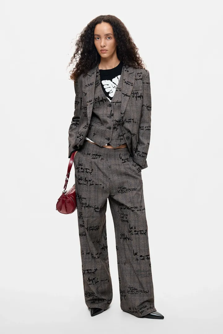 Desigual, Pantalón Cuadros Largo, Mujer, Negro, L