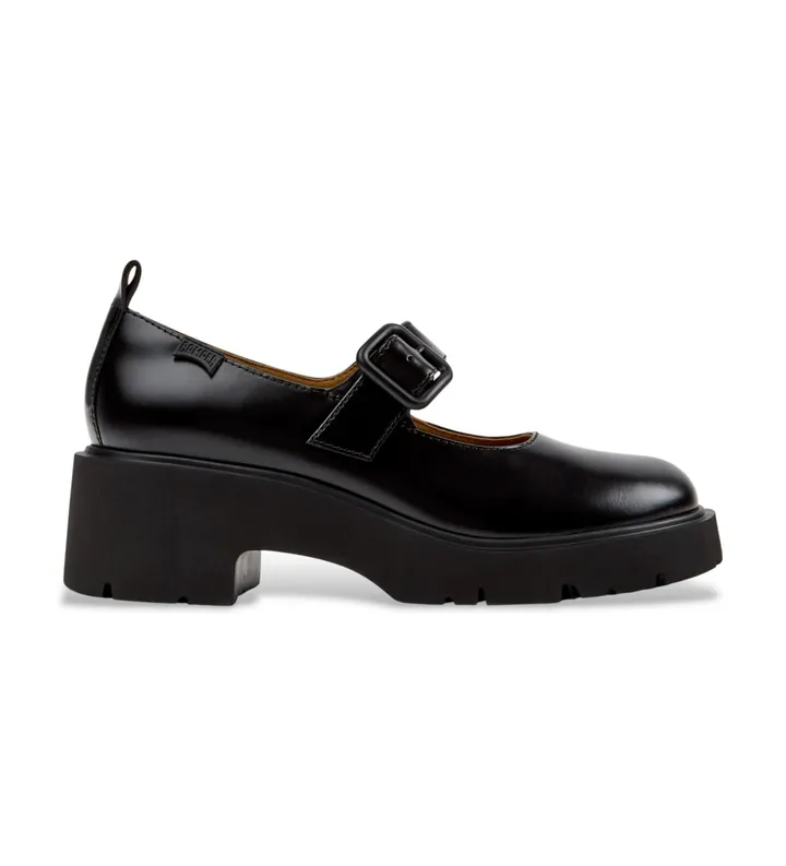 Camper para mujer. K201681-001 Bailarinas de Piel Milah negro (36), 3 a 5cm, Hebilla, Casual, Clásico