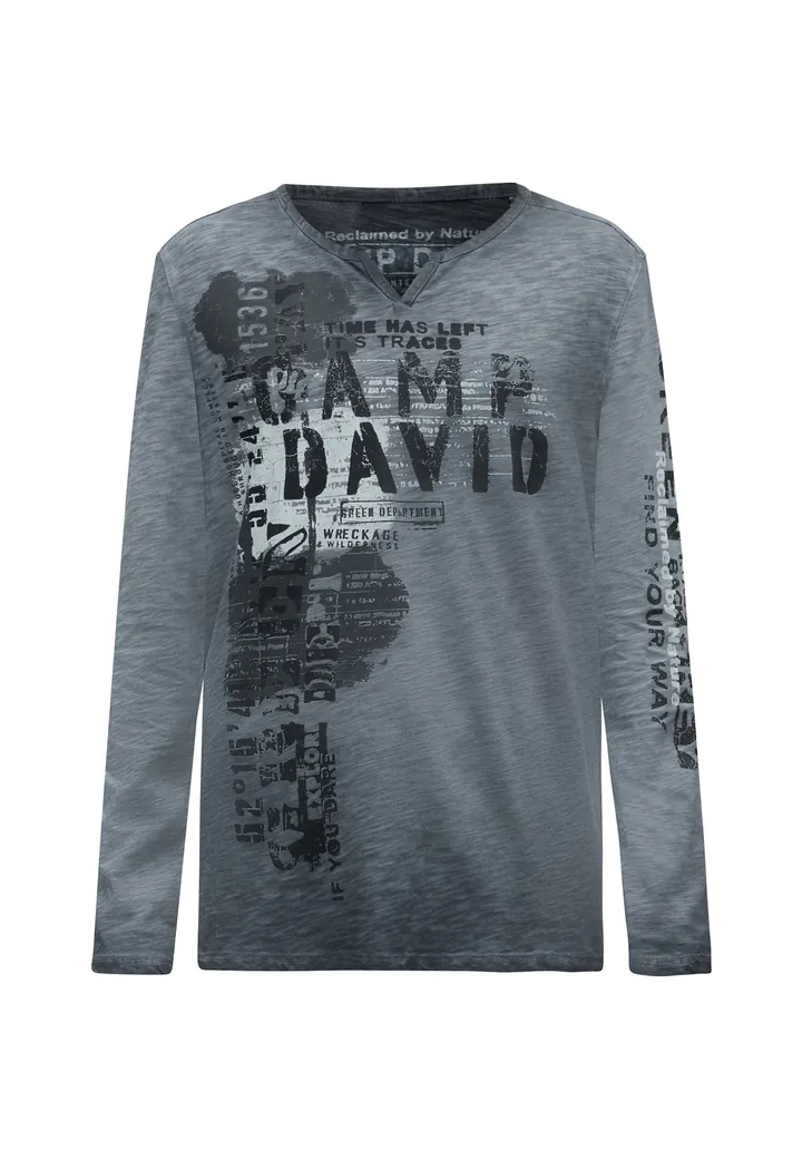 CAMP DAVID Camiseta  antracita / piedra / blanco