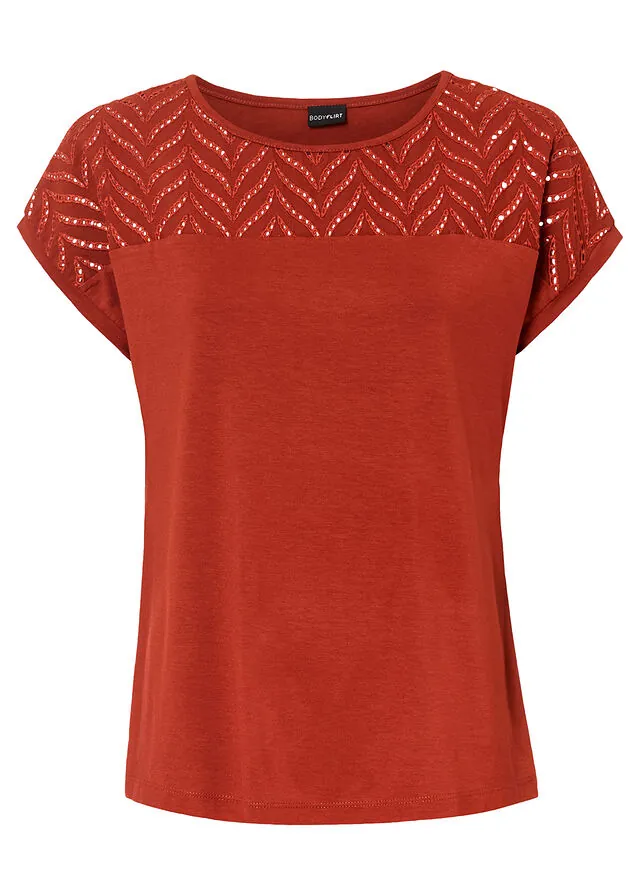 Camiseta de encaje de viscosa suave