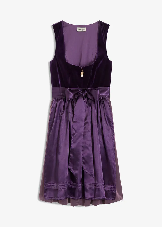 Vestido tirolés con terciopelo y largo midi (2 piezas)