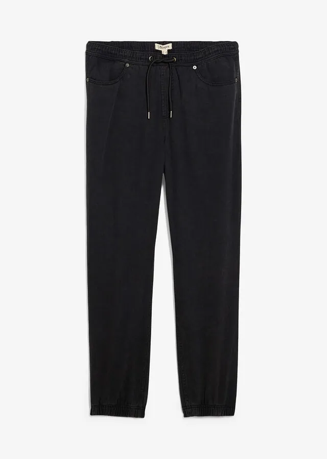 Pantalón de sarga de algodón puro de sarga con corte relajado y tapered