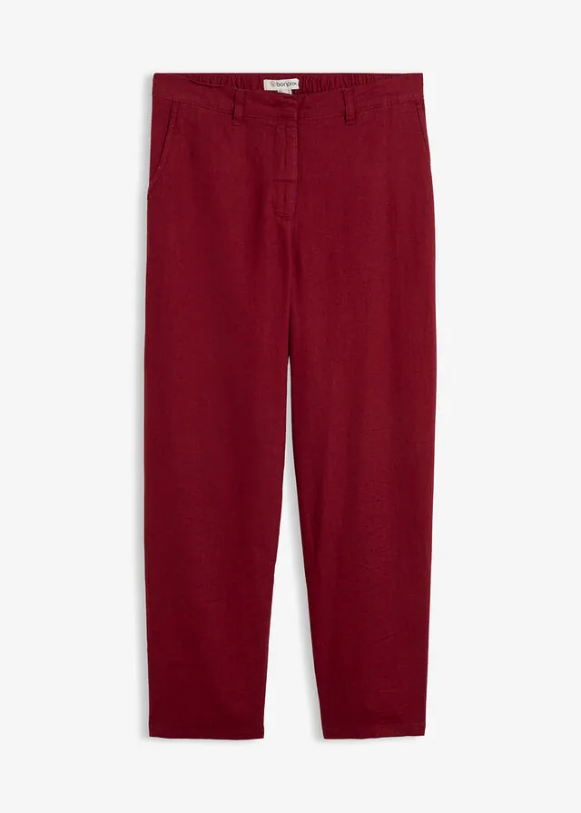 Pantalón de mezcla de lino y viscosa con corte barrel