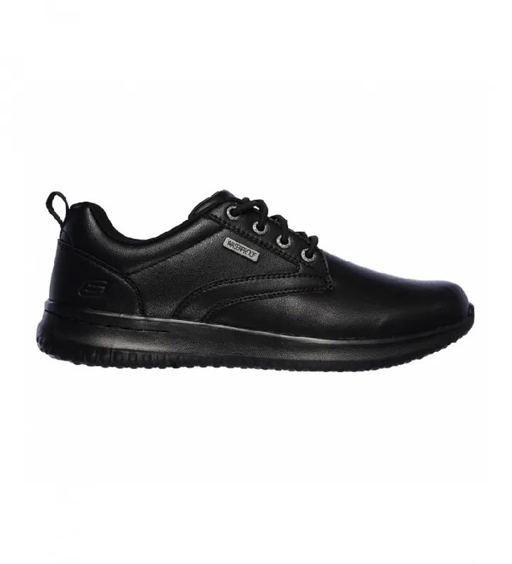 Skechers para hombre. 65693 Zapatillas de piel Delson Antigo negro (40), Plano, 1 a 3cm, Cordones, Casual